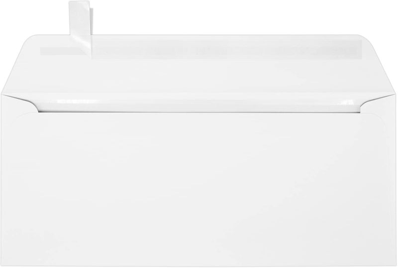 LUXPaper #10 Business Full Face Window Envelopes | Peel & Press | 4 1/8" x 9 1/2" | White | 80lb. Text | 50 Qty